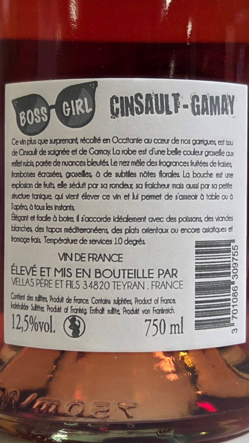 Boss Girl Rosé Cinsault-Gamay vein (Vignobles Vellas) 12,5% 0,75l - Image 3
